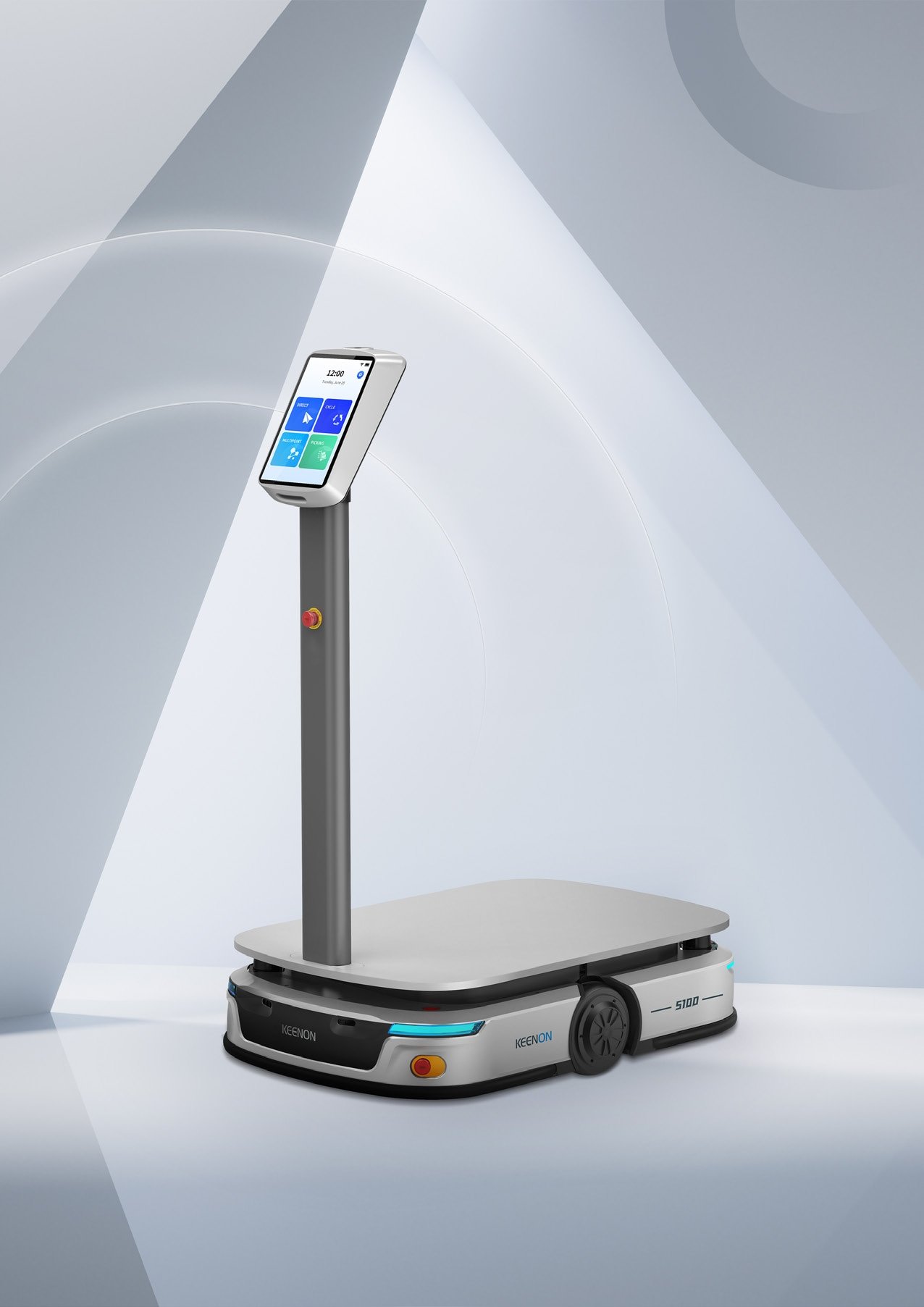 Keenon S100 navigating industrial manufacturing corridor